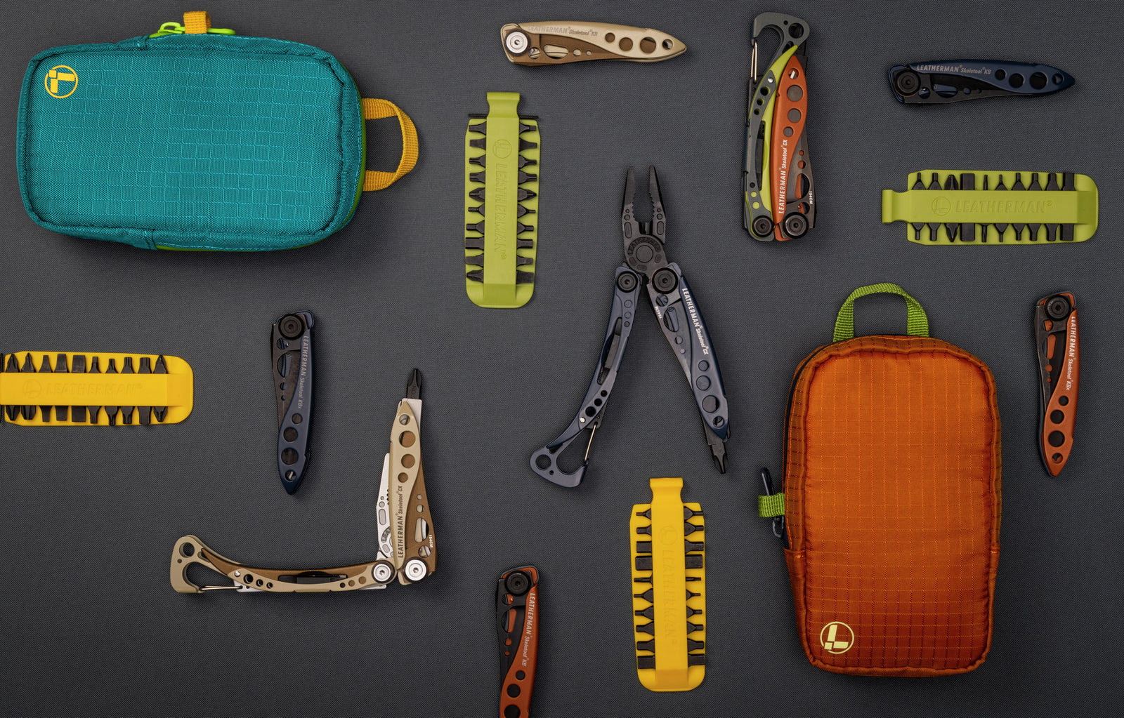 The Leatherman range laid out flat